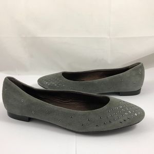 AGL Grommet Suede Leather Slip On Flats Shoes
